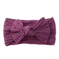Bandeau bébé violet foncé en nylon élastique avec un grand nœud en maille jacquard - Violet foncé