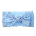 Bandeau bébé bleu clair avec un large nœud en jacquard et un tissu en nylon côtelé - Bleu clair