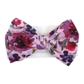 Soft baby headband with elastic white band and purple watercolor floral print bow - Pink Purple Watercolor Floral (KK105-89#)