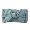 Bandeau bébé bleu gris en maille torsadée avec grand nœud en nylon extensible - Bleu lac
