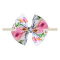 Pink floral print oversized bow headband for babies with soft textured waffle fabric - Fresh Pink Floral Style (EE55-56#)