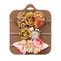 Set aus drei Blumen-Haarbändern für Babys mit Stoffblumen auf grauen Bändern - 3er-Pack / Ingwer Und Rosa Gruppe