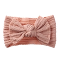 Bandeau bébé rose en maille côtelée de nylon avec grand nœud et bord ondulé - Fard à joues