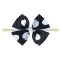 Infant hairband with large black and white polka dot bow on soft elastic nylon strap - Black White Polka Dot Style (EE55-20#)