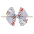 Floral print baby bow headband with soft waffle knit fabric and white elastic nylon band - Elegant Floral Style (EE55-14#)
