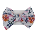 Infant floral bow headband with soft white elastic band and colorful print - Full Floral Print (KK105-16#)