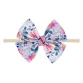 Floral print baby bow headband with cream high-elastic nylon band for newborn girls - Colorful Print Nylon Style (EE55-16#)