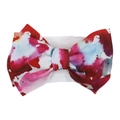Baby headband featuring a large bow with colorful watercolor print on a white elastic band - Watercolor Splatter Style (KK105-19#)