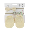 Infant headbands and socks set with floral bow and knit socks for 0-12 months - Fits 0-12 Months / Yellow Floral (DP094-3)