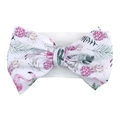 Soft baby headband with flamingo and tropical pineapple print and a large bow - Flamingo Tropical Style (KK105-07#)