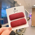 Close-up of deep burgundy faux cashmere square BB hair clips with scalloped lace trim - Wine Red (PP180-21)