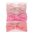 Set of 3 baby girl headbands in shades of pink with knotted bow and cotton gauze texture - Pink Series Combination (DP070-9)