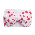 Soft white waffle knit baby headband featuring red heart prints and a hand-tied bow - White Red Heart (KK14-184#)