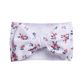 Infant floral headband with a large bow in white and pink flower print pattern - White Pink Blue Floral (KK14-187#)
