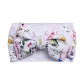 Baby floral elastic headband with pink flower print and large waffle fabric bow - Pink Colorful Floral (KK14-188#)