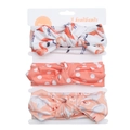 Detailed set of 3 baby headbands with flamingo and swan prints on display cards - Flamingo Swan Polka Dot Print (DP002-77)