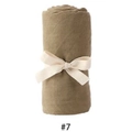 Olive green bamboo cotton baby swaddle wrap with an elegant white ribbon bow - Khaki / 100*100cm