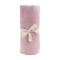 Pink breathable bamboo cotton baby swaddle wrap with delicate cream ribbon bow - Pink / 100*100cm
