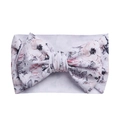 Floral print baby headband with a large bow detail on soft textured elastic fabric - White Pink Gray Floral (KK14-191#)