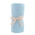 Light blue bamboo cotton baby swaddle wrap tied with cream ribbon for gift - Light Blue / 100*100cm