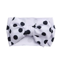 Elastic baby headband with large black polka dot bow on white fabric for infants - White Black Polka Dot (KK14-194#)