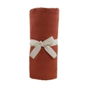 Bamboo cotton muslin swaddle blanket in brick red with cotton ribbon bow - Orange / 100*100cm