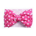 Pink polka dot baby headband featuring a large waffle knit bow for infants and girls - Pink White Polka Dot (KK14-196#)