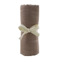 Dusty rose bamboo cotton baby swaddle blanket with decorative off-white ribbon bow - Khaki / 100*100cm