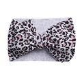Pink leopard print baby headband with oversized bow and waffle knit texture - Pink Black Leopard (KK14-198#)