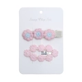 Detail of baby pink daisy embroidery snap clip and oval lace hairpin set for girls - Pink And Blue Set (DP113-4)