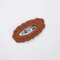 Fermaglio per capelli marrone in cotone lavorato a maglia con bordo ondulato e base in metallo - Coffee (PP181-8)
