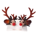 Pinzas para el pelo de Navidad con cuernos de ciervo y cabeza de reno de peluche niña - Estilo de Asta Marrón Cabeza de Ciervo Bellota (PP171-2)