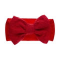 Détail d'un bandeau bébé en nylon rouge avec un nœud jacquard à pois en relief - Rouge