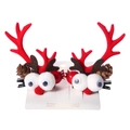 Pinzas para el pelo de cuernos de reno navideños con bayas rojas y piñas kit - Estilo de Asta Bola de Pelo Roja Blanca Ojos (PP171-4)