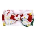 White baby headband with festive Christmas patterns and a large soft bow detail - Christmas Elements Print (KK14-135#)