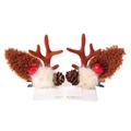 Weihnachts-Rentier-Haarspangen mit braunen Ohren, roten Beeren und Tannenzapfen - Kaffee Ohren Kiefernzapfen Stil (PP171-6)