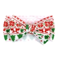 Baby bow headband featuring red and green Christmas prints on white waffle fabric - Pixelated Christmas Print (KK14-137#)