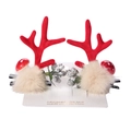Weihnachts Rentier Geweih Haarklammern Set mit roten Beeren und weichen Plüsch Bommeln - Silber Beere Haarball Geweih Stil (PP171-10)