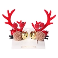 Weihnachts Rentier Geweih Haarklammern mit roten Beeren und Glöckchen auf Displaykarte - Rote Beere Glocke Geweih Stil (PP171-11)