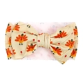 Elastic baby headband with beige knit fabric and a festive turkey print bow - Thanksgiving Turkey Print (KK14-134#)
