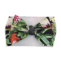 Elastic baby headband featuring a large tropical floral print bow and soft fabric - Tropical Rainforest Print (KK14-26#)