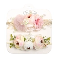 Zweiteiliges Set Blumenstirnbänder für Babys mit rosa und weißen Blüten auf Nylonband - Dp079-2