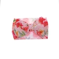 Pink floral print baby headband with a large bow and ribbed texture fabric - Pink Embossed Floral (KK14-30#)