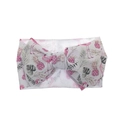 Infant wide waffle headband with large pink flamingo and pineapple print bow - Summer Flamingo Print (KK14-07#)