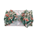 Elastic baby headband featuring a tropical palm leaf and floral print bow design - Tropical Plant Print (KK14-17#)