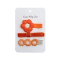 Détails du lot de 3 barrettes orange avec fleurs tricotées et textures en velours doux - Set Brodé Tricoté Orange (DP112-7)