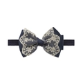 Dettaglio della fascia in pizzo blu scuro con ricamo in filo dorato su elastico morbido - Blu Navy (EE128-11)
