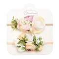 Fasce per neonati con fiori artificiali rosa e champagne in morbido nylon elastico - Stile Rosa Viola Champagne Bianco (DP079-10)