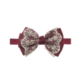 Detail of burgundy embroidery lace bow headband with elastic nylon band for baby girls - Wine Red (EE128-21)