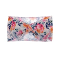 Floral print baby headband with colorful flowers and a large central bow design - Rose Red Bright Floral (KK14-16#)